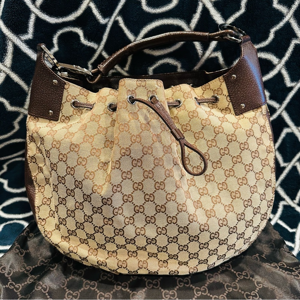 Gucci Monogram Medium Hobo Shoulder Bag